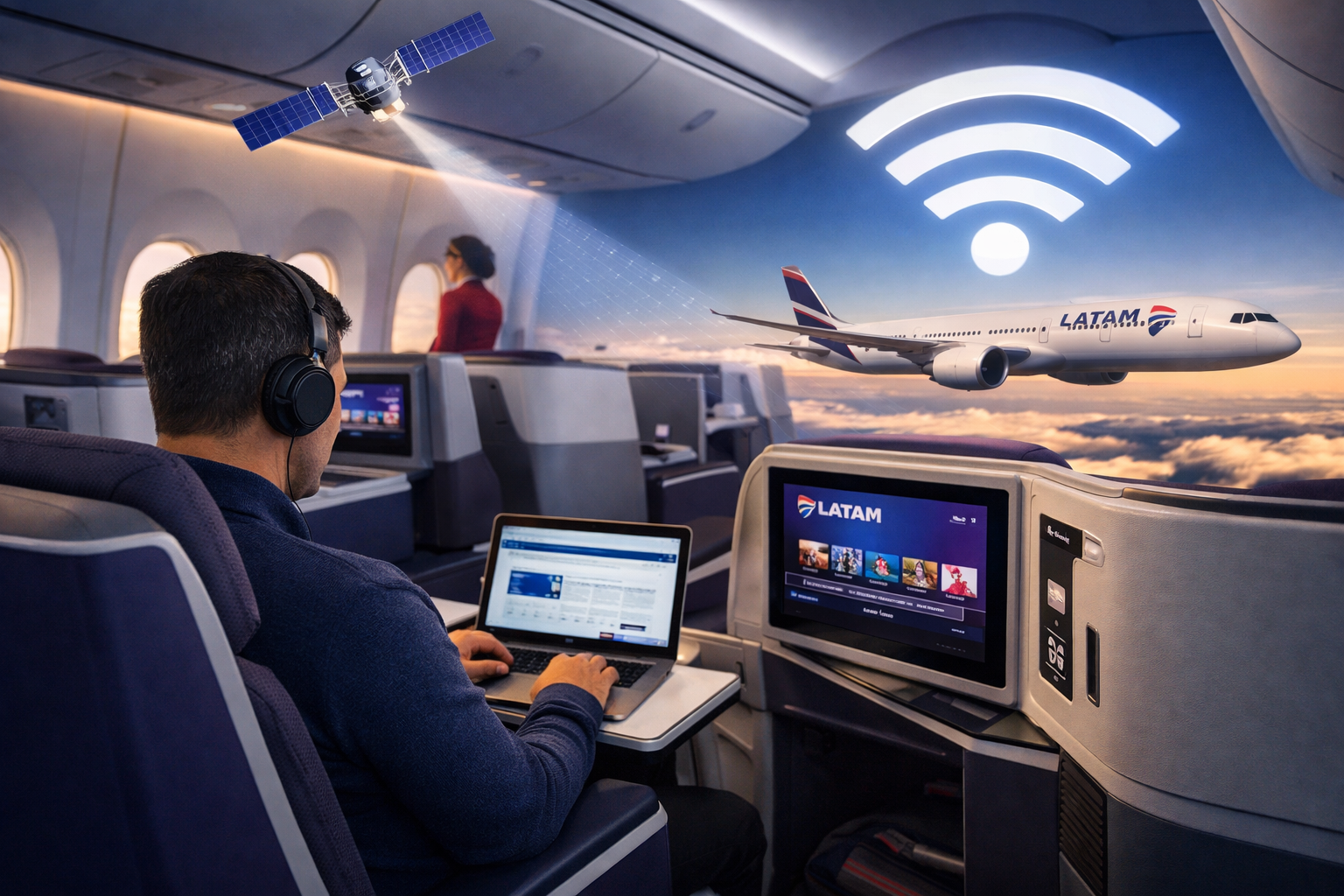 Wifi a bordo de un Boeing 787-9 para vuelos de larga distancia con Latam
