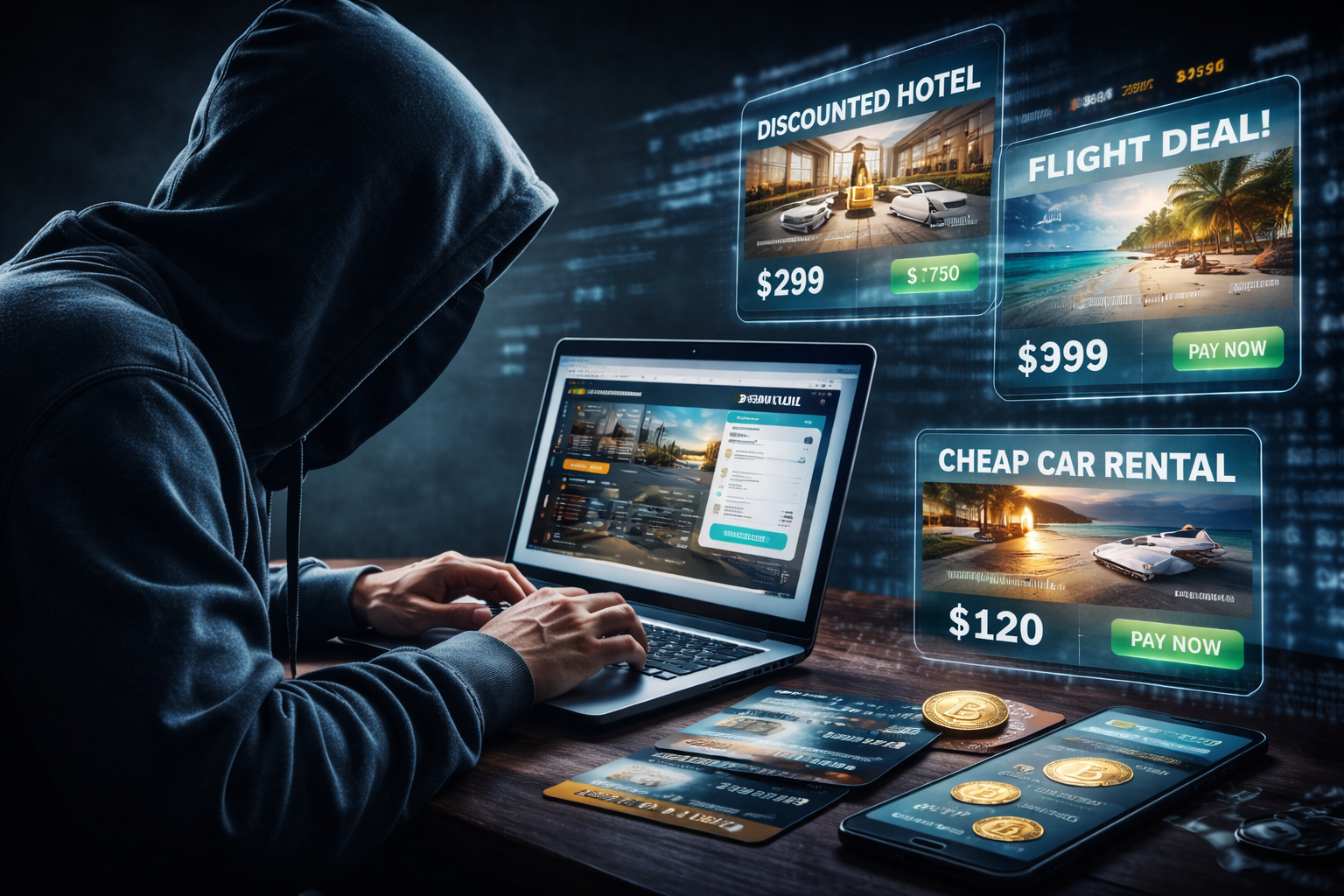 Los datos de tarjetas de crédito robadas son usados para comprar vuelos y hoteles en la dark web