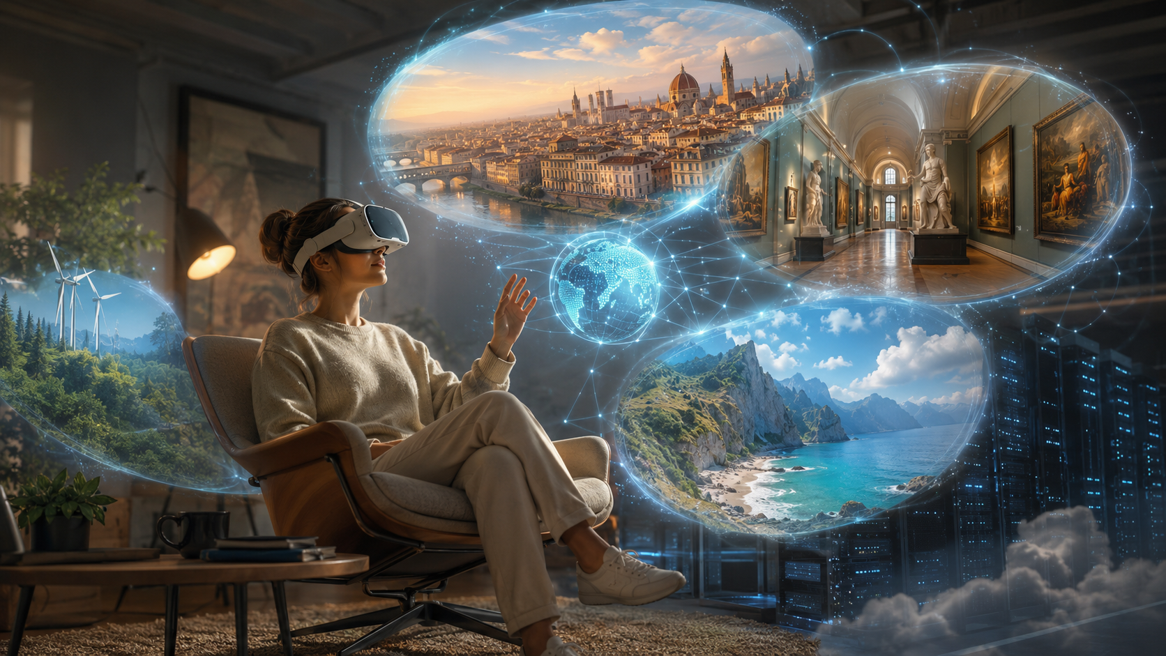 Viajar con casco de realidad virtual, entre la promesa sustentable y el costo invisible del mundo digital