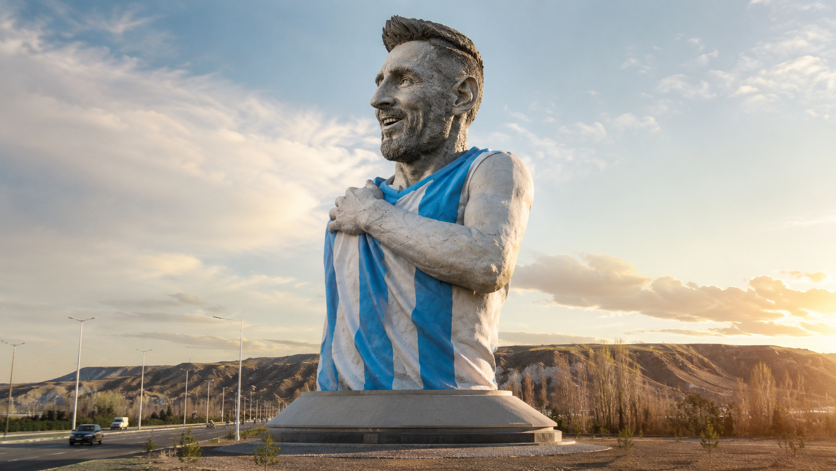 Cutral Co prepara una estatua gigante de Messi y busca sumar un nuevo ícono turístico en la Ruta 22