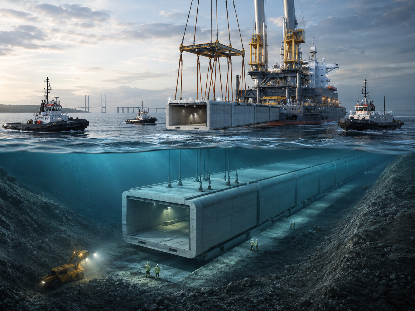 Construyen un túnel gigante bajo el mar Báltico para conectar Dinamarca y Alemania