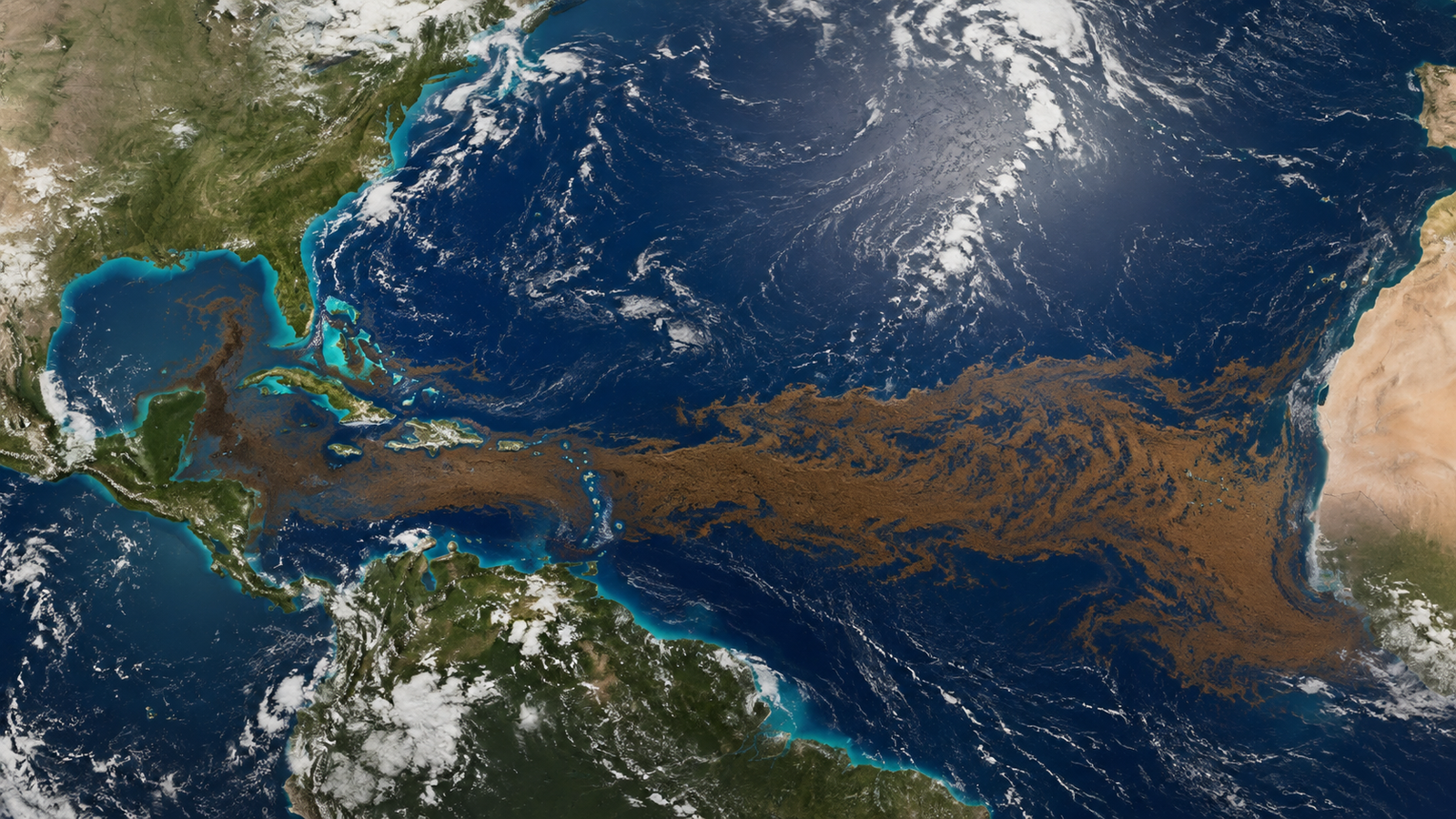 Una gigantesca franja de sargazo está cambiando el Atlántico y transforma las playas del Caribe