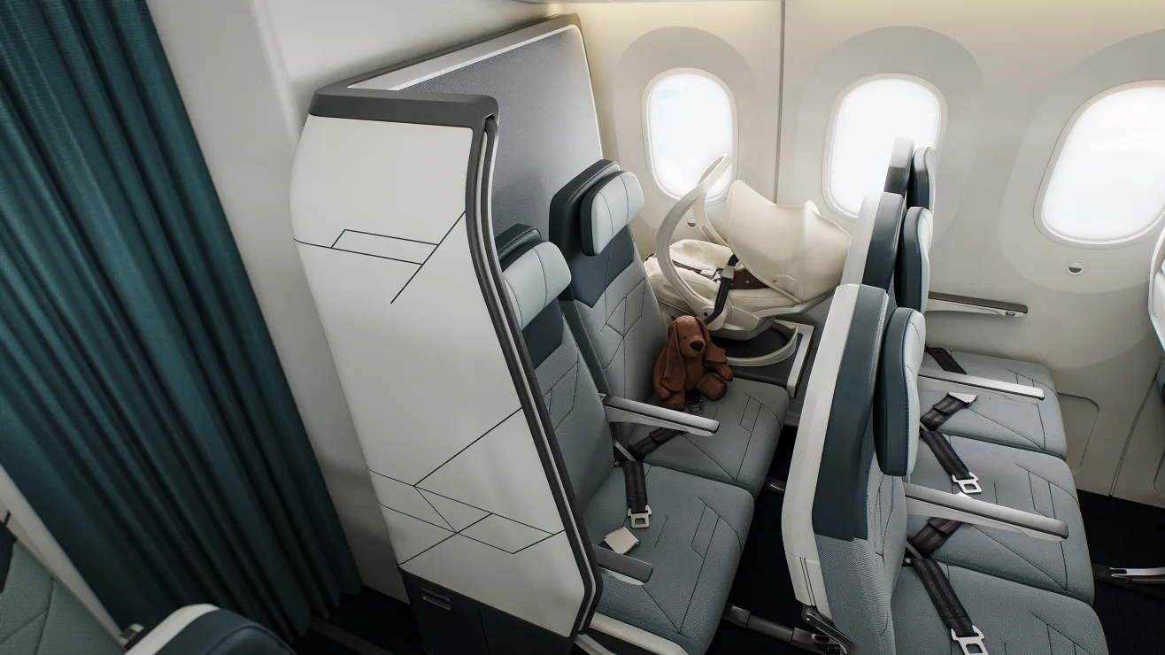SkyNook: el nuevo asiento de avión que transforma la última fila en un espacio semiprivado